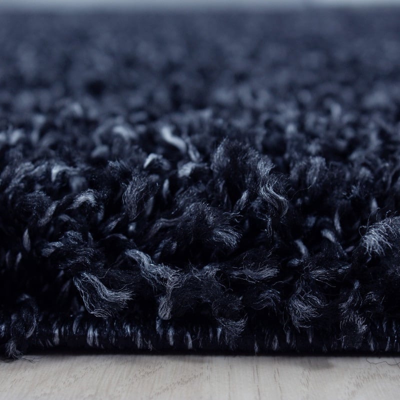 Luna Ensfarvet Fluffy Gulvtæppe i Navy Blå fra Rugs by Uniquebeds Home & Living | Flere Størrelser i Firkantet & Rund - Billede 5