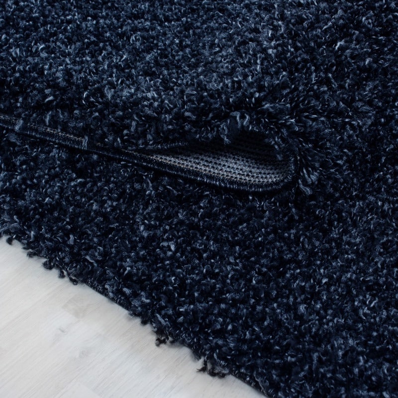 Luna Ensfarvet Fluffy Gulvtæppe i Navy Blå fra Rugs by Uniquebeds Home & Living | Flere Størrelser i Firkantet & Rund - Billede 6