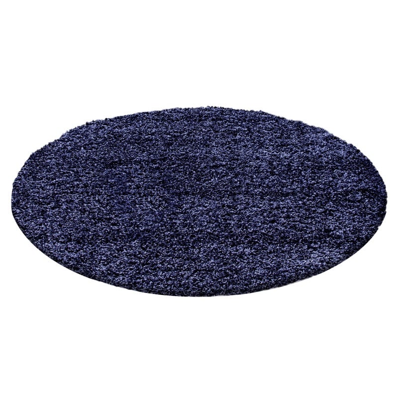 Luna Ensfarvet Fluffy Gulvtæppe i Navy Blå fra Rugs by Uniquebeds Home & Living | Flere Størrelser i Firkantet & Rund - Billede 4