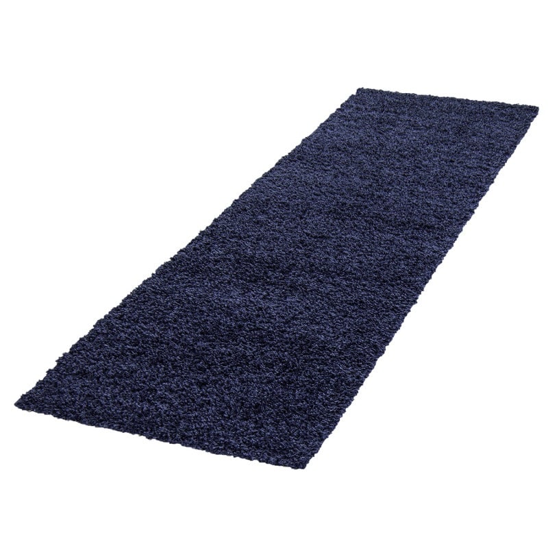 Luna Ensfarvet Fluffy Gulvtæppe i Navy Blå fra Rugs by Uniquebeds Home & Living | Flere Størrelser i Firkantet & Rund - Billede 3