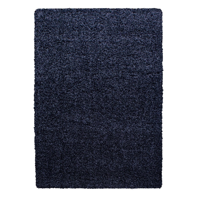 Luna Ensfarvet Fluffy Gulvtæppe i Navy Blå fra Rugs by Uniquebeds Home & Living | Flere Størrelser i Firkantet & Rund - Billede 2