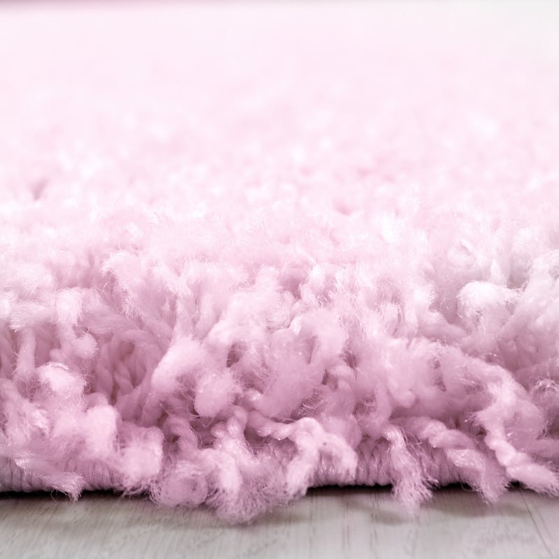 Luna Ensfarvet Fluffy Gulvtæppe i Pink fra Rugs by Uniquebeds Home & Living | Flere Størrelser i Firkantet & Rund - Billede 4
