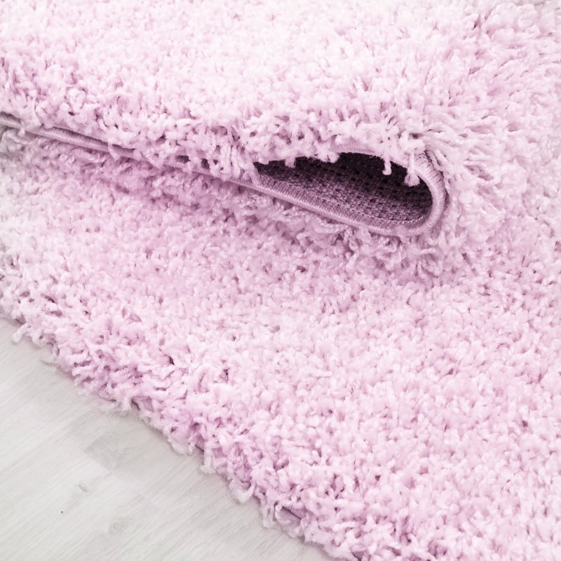 Luna Ensfarvet Fluffy Gulvtæppe i Pink fra Rugs by Uniquebeds Home & Living | Flere Størrelser i Firkantet & Rund - Billede 5