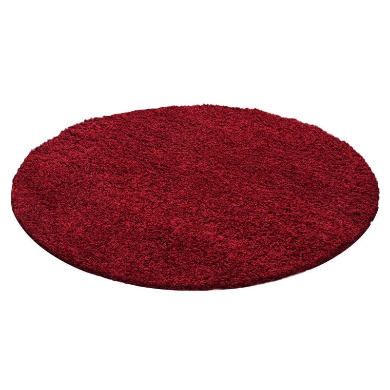 Luna Ensfarvet Fluffy Gulvtæppe i Rød fra Rugs by Uniquebeds Home & Living | Flere Størrelser i Firkantet & Rund - Billede 3