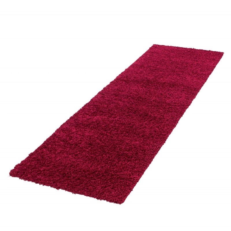 Luna Ensfarvet Fluffy Gulvtæppe i Rød fra Rugs by Uniquebeds Home & Living | Flere Størrelser i Firkantet & Rund - Billede 4
