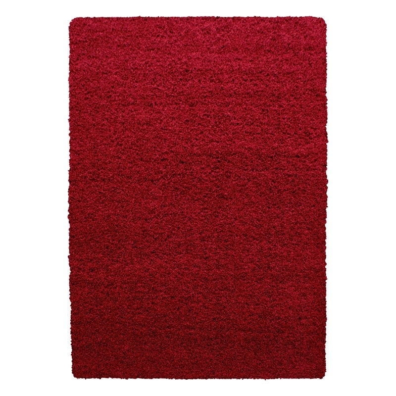 Luna Ensfarvet Fluffy Gulvtæppe i Rød fra Rugs by Uniquebeds Home & Living | Flere Størrelser i Firkantet & Rund - Billede 2