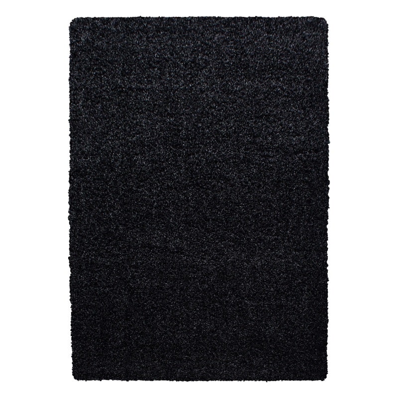 Luna Ensfarvet Fluffy Gulvtæppe i Sort fra Rugs by Uniquebeds Home & Living | Flere Størrelser i Firkantet & Rund - Billede 2
