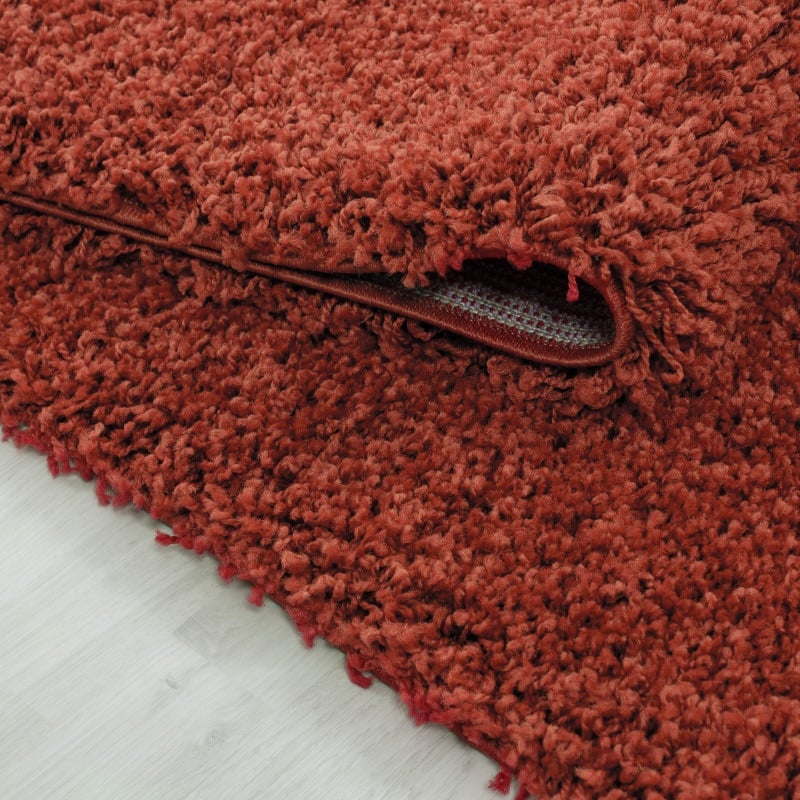Luna Ensfarvet Fluffy Gulvtæppe i Terra fra Rugs by Uniquebeds Home & Living | Flere Størrelser i Firkantet & Rund - Billede 6
