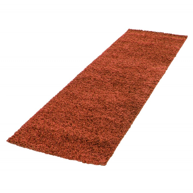 Luna Ensfarvet Fluffy Gulvtæppe i Terra fra Rugs by Uniquebeds Home & Living | Flere Størrelser i Firkantet & Rund - Billede 3