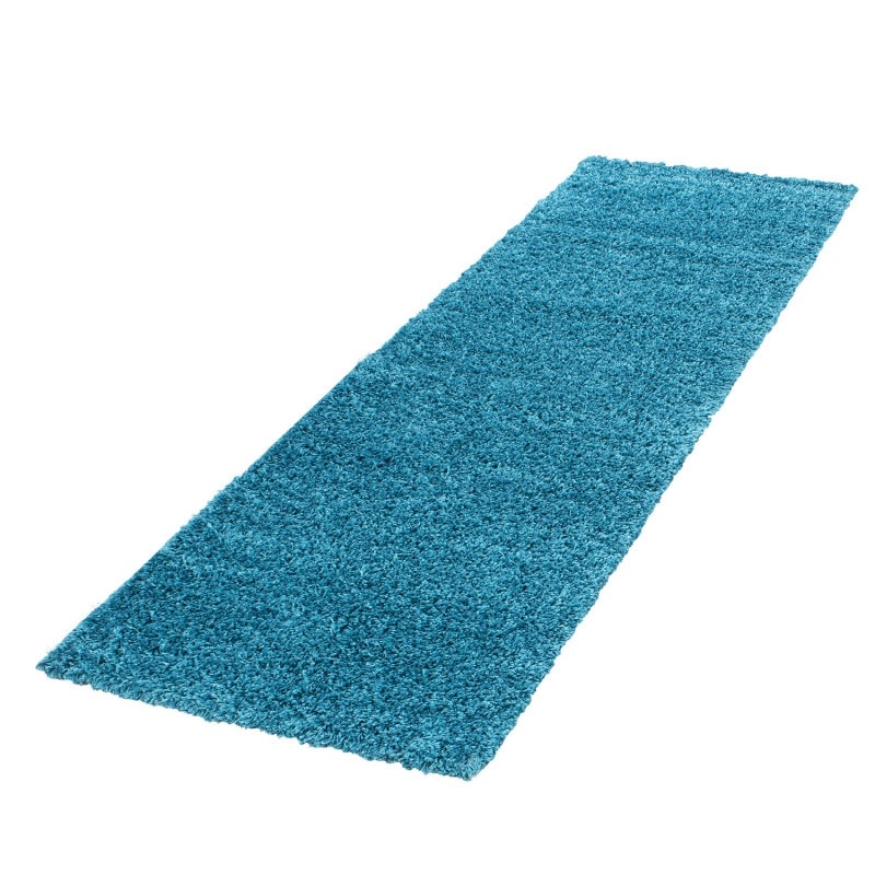 Luna Ensfarvet Fluffy Gulvtæppe i Turkis fra Rugs by Uniquebeds Home & Living | Flere Størrelser i Firkantet & Rund - Billede 3