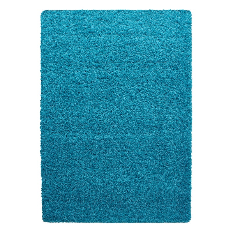 Luna Ensfarvet Fluffy Gulvtæppe i Turkis fra Rugs by Uniquebeds Home & Living | Flere Størrelser i Firkantet & Rund - Billede 2