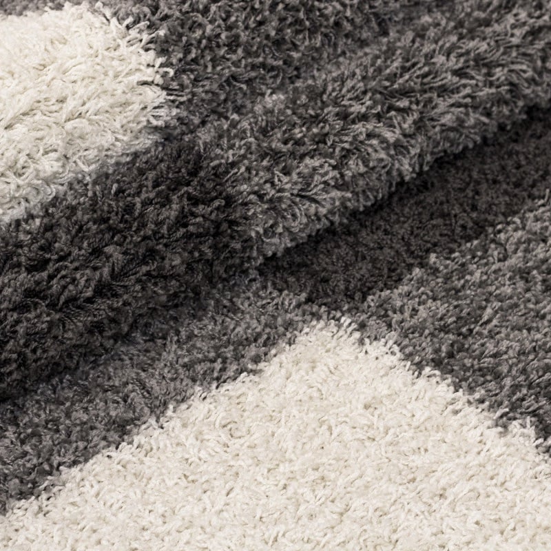 Riley Gulvtæppe i Beige & Grå med Mønster af Blokke & Lysegrå Striber fra Rugs by Uniquebeds Home & Living | Flere Størrelser i Firkantet & Rund - Billede 6