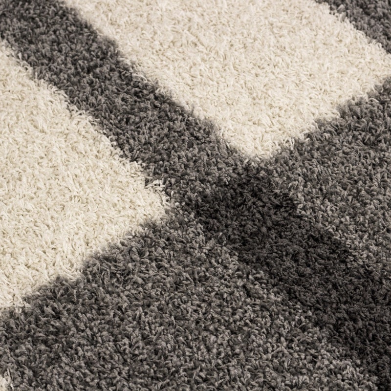Riley Gulvtæppe i Beige & Grå med Mønster af Blokke & Lysegrå Striber fra Rugs by Uniquebeds Home & Living | Flere Størrelser i Firkantet & Rund - Billede 5