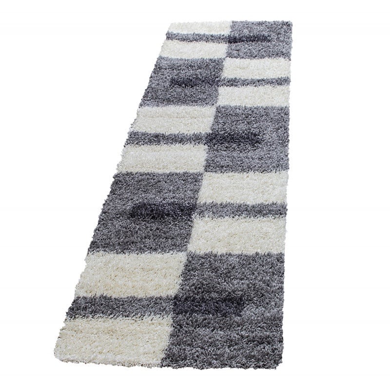 Riley Gulvtæppe i Beige & Grå med Mønster af Blokke & Lysegrå Striber fra Rugs by Uniquebeds Home & Living | Flere Størrelser i Firkantet & Rund - Billede 2