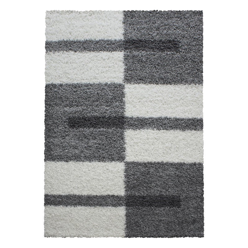 Riley Gulvtæppe i Beige & Grå med Mønster af Blokke & Lysegrå Striber fra Rugs by Uniquebeds Home & Living | Flere Størrelser i Firkantet & Rund - Billede 3