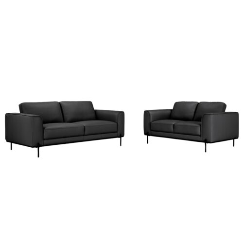 Milano 3 Personers Sofa I Fuld Læder, Sort Fra Hundevad & Co - 3647