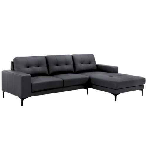 Veda Højrevendt Chaiselong Sofa I Fuld Læder - Sort Fra Hundevad & Co | L280Xb163Xh84Cm - 3653