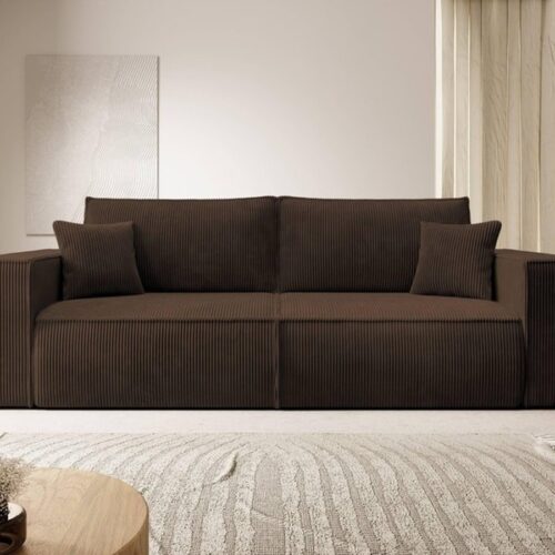 Eva 3 Personers Sovesofa med Opbevaring i Mørkebrun Poso 06 Fløjl fra Hundevad & Co | B243xH85xD95cm