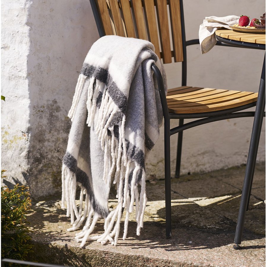 Carmel Plaid Uld Polyester Grå Hvid