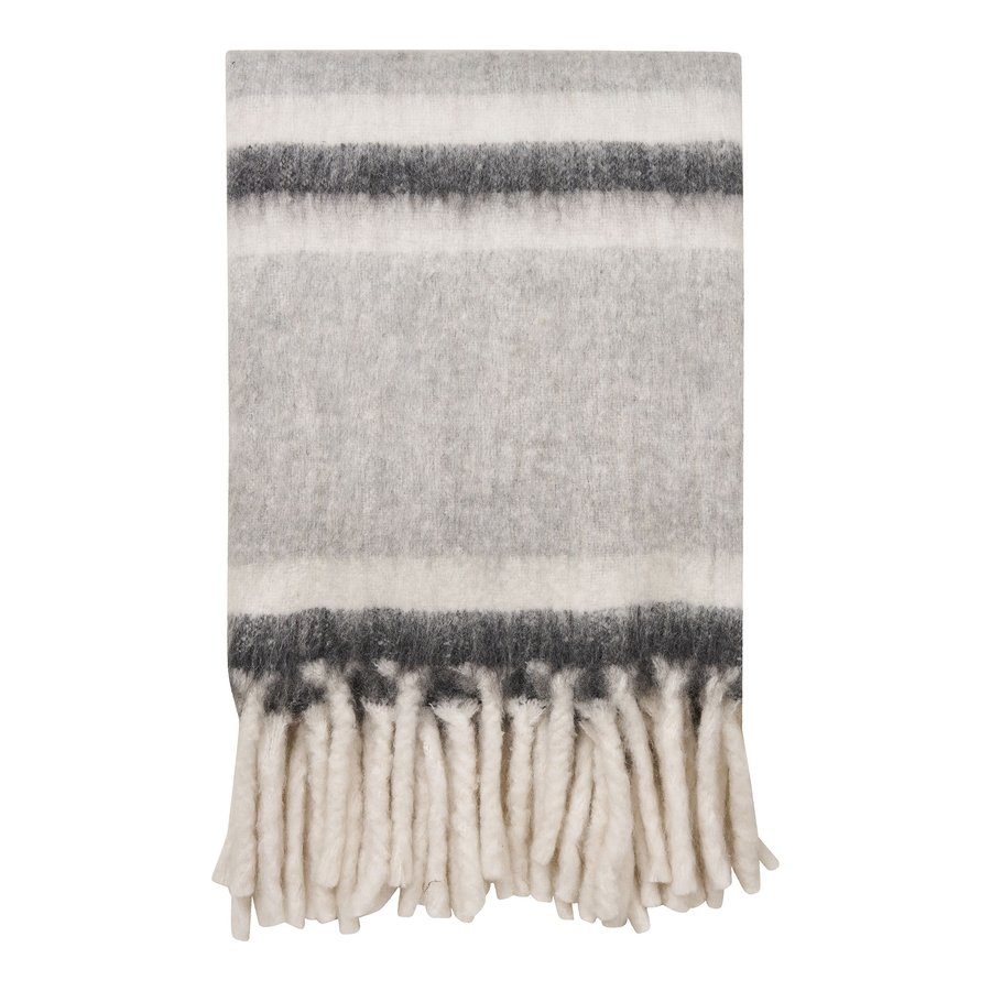 Carmel Plaid Uld Polyester Grå Hvid
