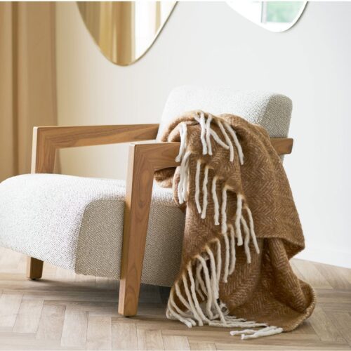 Carmel Plaid Uld Polyester Tan L170Xb130Cm