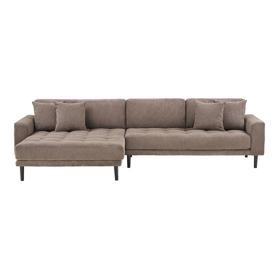 Lido Venstrevendt Loungesofa Brun Fløjl Sorte