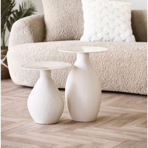 Calais Hjørnebord Off White Ø36Xh50Cm