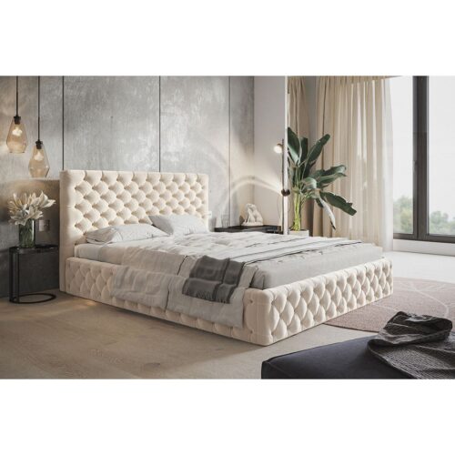 Slim Model 8 Polstret Sengeramme Med Opbevaring Fra CozyQuilt Sleep | Håndlaves i Møbelstof, Fløjl, Velour & Læder - Billede 1