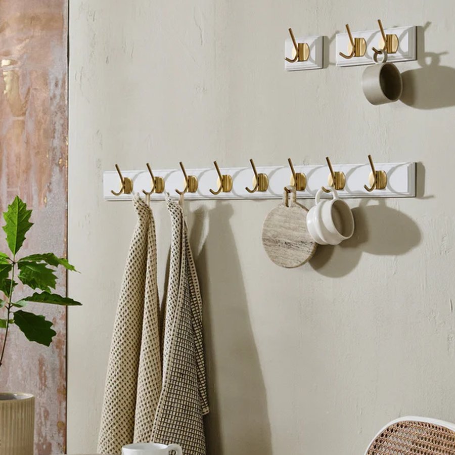 EDGY Knagerække i Hvid MDF med Messing Knager fra Nordal | 1/2/3/6/8 Knager | 10/20/30/60/90x7x6,5 cm hos uniquebeds, home & living - Billede 14
