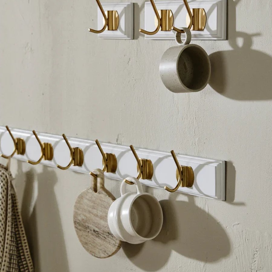 EDGY Knagerække i Hvid MDF med Messing Knager fra Nordal | 1/2/3/6/8 Knager | 10/20/30/60/90x7x6,5 cm hos uniquebeds, home & living - Billede 15