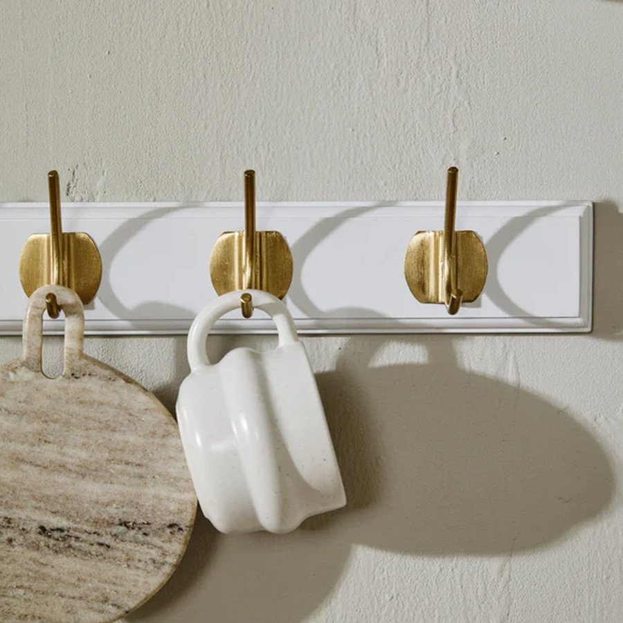 EDGY Knagerække i Hvid MDF med Messing Knager fra Nordal | 1/2/3/6/8 Knager | 10/20/30/60/90x7x6,5 cm hos uniquebeds, home & living - Billede 9