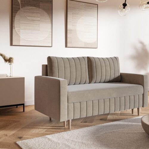 Komfort Model 1 Polstret 2-Personers Sofa Med Opbevaring og Sovefunktion Fra CozyQuilt Furniture | Håndlaves i Møbelstof, Fløjl, Velour & Læder - Billede 1