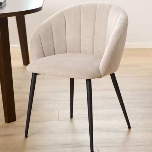 Daniella Spisebordsstol Beige Stof Armlæn Stel