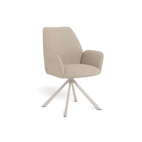 Glenda Spisebordsstol Beige Stof Armlæn Drejefunktion