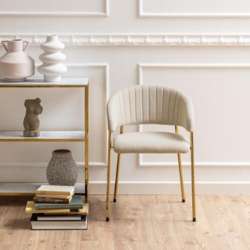 Ann Spisebordsstol Beige Stof Armlæn Stel