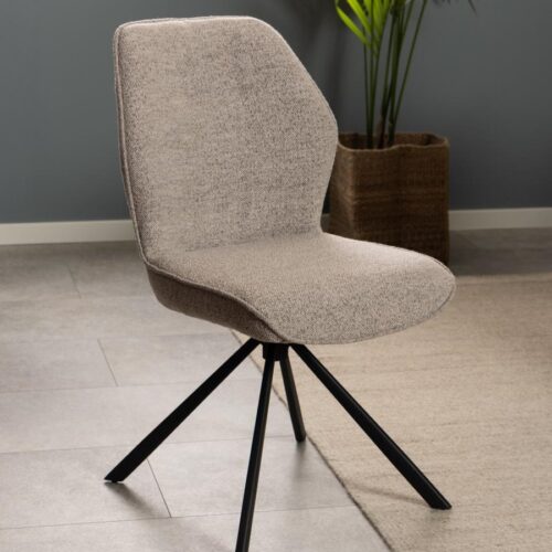 Aura Spisebordsstol Beige Stof Drejefunktion Lynlås