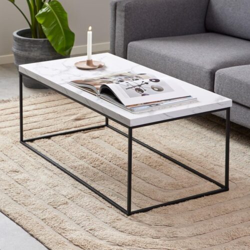 Barossa Sofabord Hvid Marmor Carrara Melamin