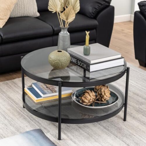 Bayonne Sofabord Røg Glas Stel Sort