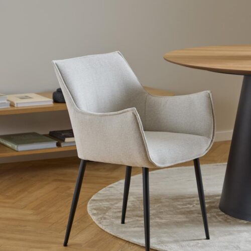 Bonita Spisebordsstol Beige Stof Armlæn Stel