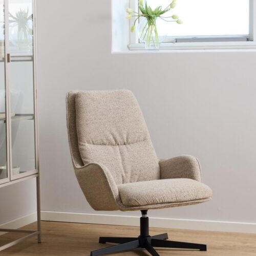 Bosley Lounge Stol Beige Stof Armlæn