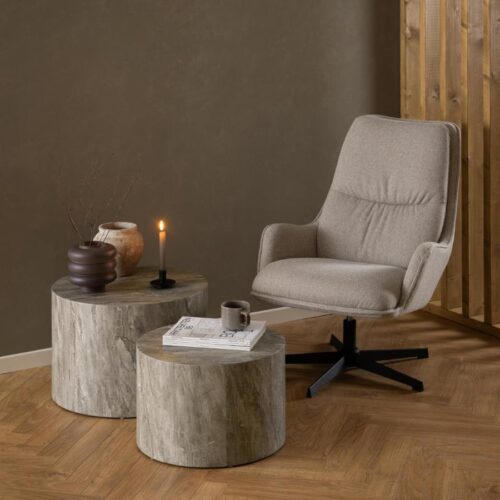 Bosley Loungestol Beige Stof Armlæn Drejefunktion