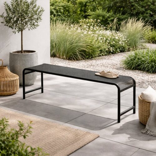 BRENTA Havebænk i Sort Metal fra Nordal | 122x42x46 cm hos uniquebeds, home & living - Billede 2