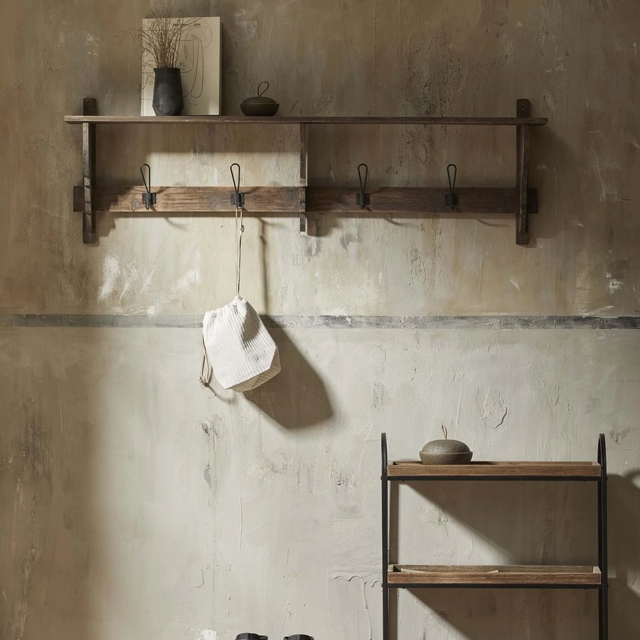 CARONU Hylde i Genanvendt Træ med 4 Knager fra Nordal | 136x18x42 cm hos uniquebeds, home & living - Billede 3