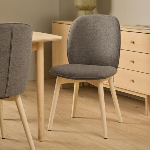 Cindy Spisebordsstol Taupe Stof Stel Hvid