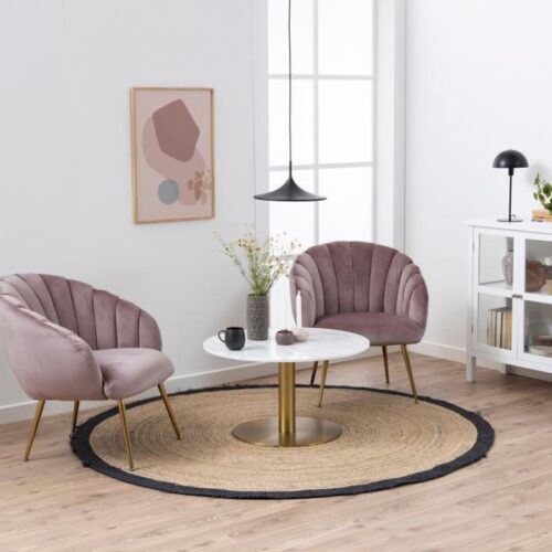 Corby Sofabord Hvid Marmor Stel Messing