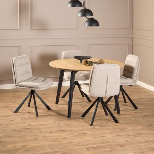 Dean Spisebordsstol Beige Stof Drejefunktion Stel