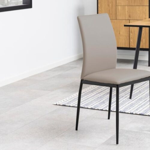 Demina Spisebordsstol Taupe Pu Stel Sort