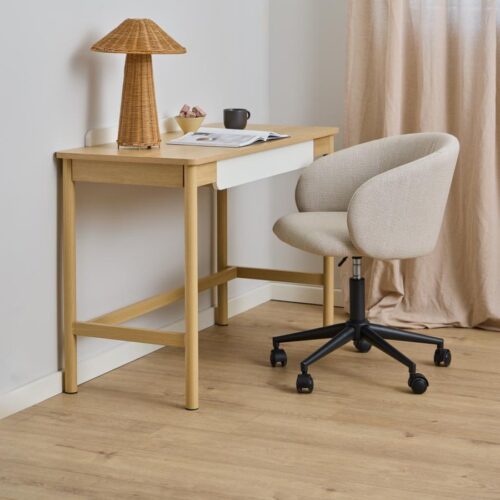 Eleanor Skrivebordsstol Beige Stof Armlæn Stel