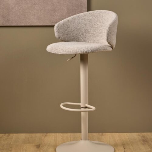 Ella Barstol Beige Stof Drejefunktion Fodstøtte