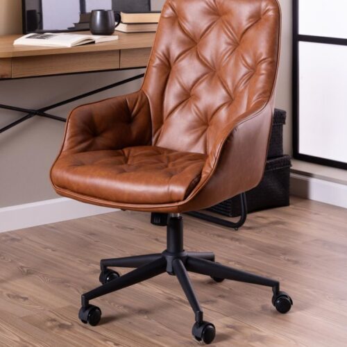 Erik Skrivebordsstol Cognac Pu Retro Armlæn